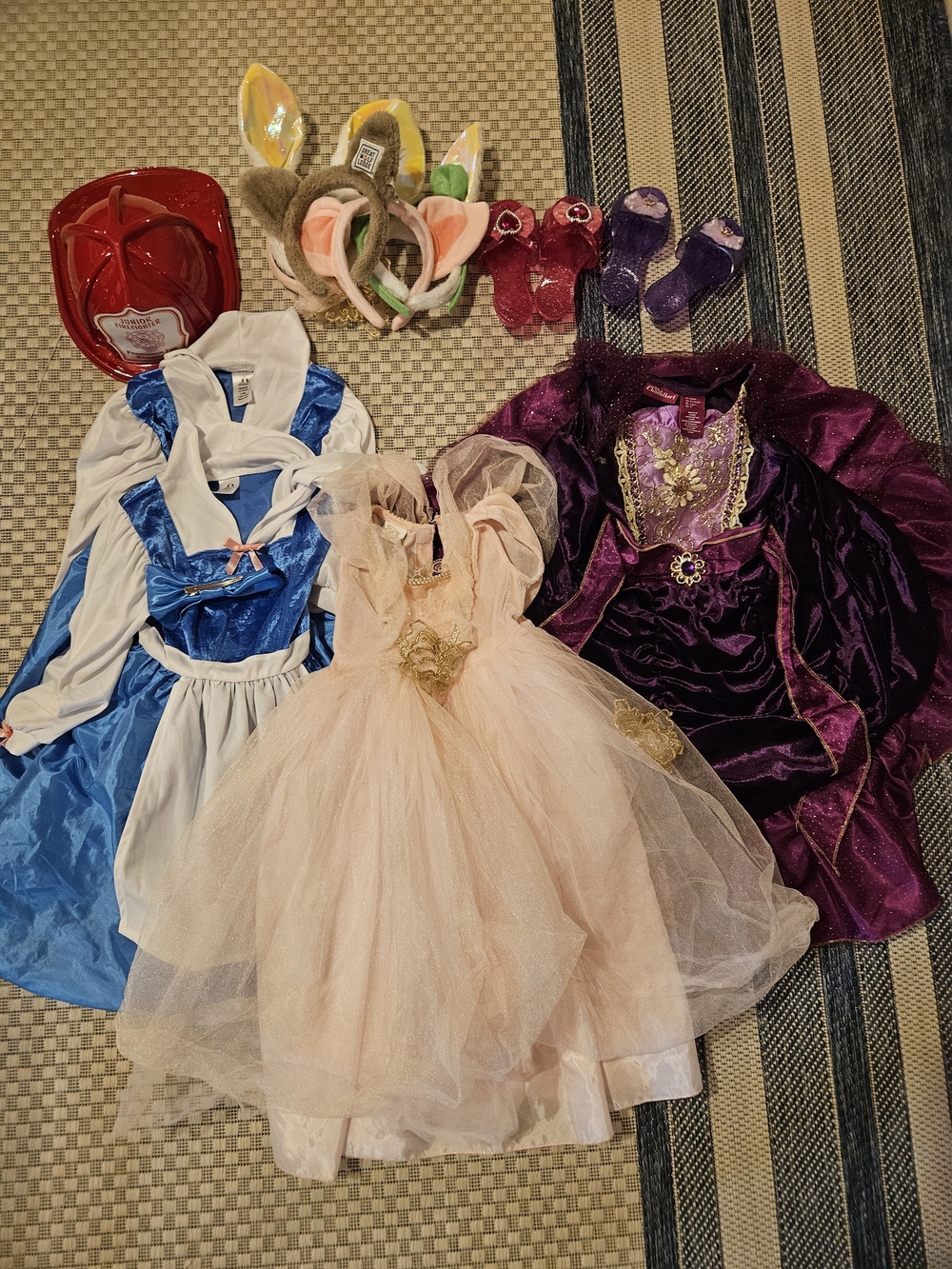 Girls Pink Tulle Princess Dress Costume Dress Up Bundle W/ Accessories